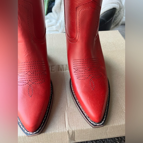 STEVE MADDEN ALBANY WESTERN BOOTS IN RED LEATHER 7 - Picture 9 of 11